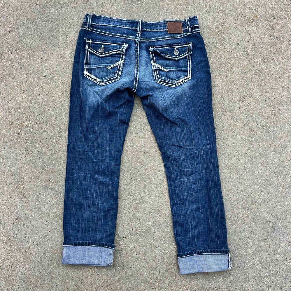 Y2K Buckle BKE Sabrina Stretch Capri Blue Jeans Size 29 Style BK30109